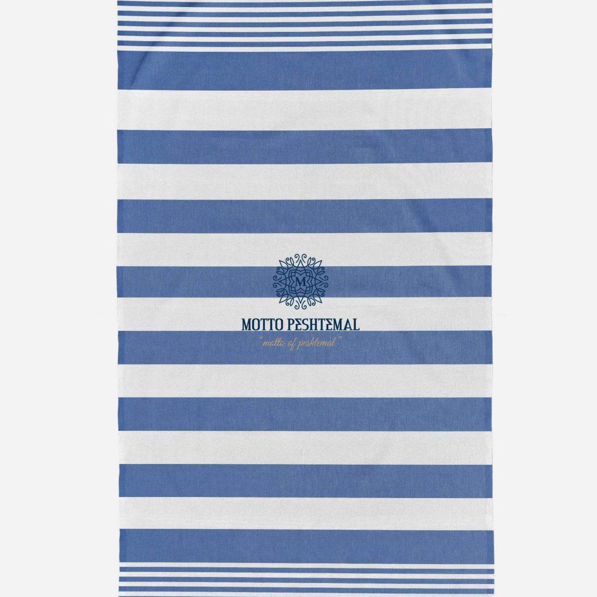 Navy Peshtemal Towel Motto Peshtemal
