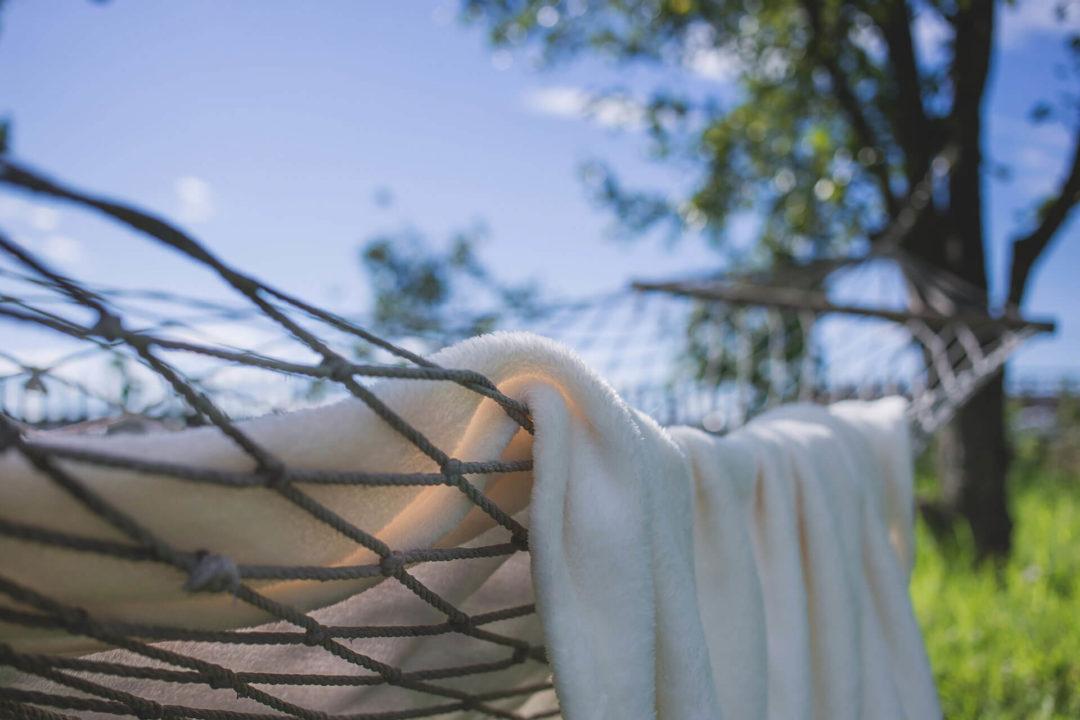 Comfortable Turkish towel on a hammock