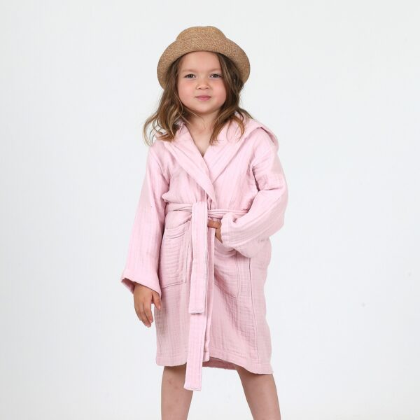 child-bathrobe-multi-muslin-crinkle-4-layer-fabric-pink-kids-poncho-baby-bibs-hoodie-turkish-linen-bath-towel