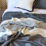 blanket throws bed cover cotton fabric linen bed set pillow case crinkle yarn dye stripe